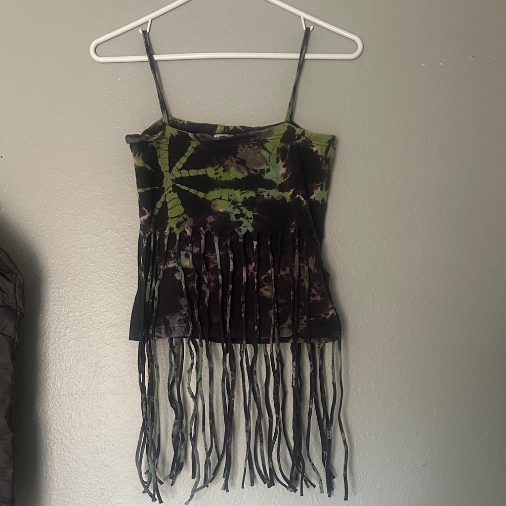 Tie-Dye Fringe Cami Top